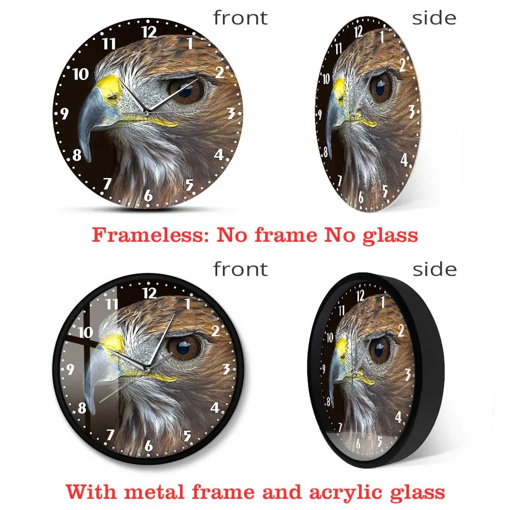 Golden Eagle Prints Decorative Wall Clock Silent Non Ticking Bird Prey Nature Raptor Art Home Decor Frameless Watch | Дом и сад