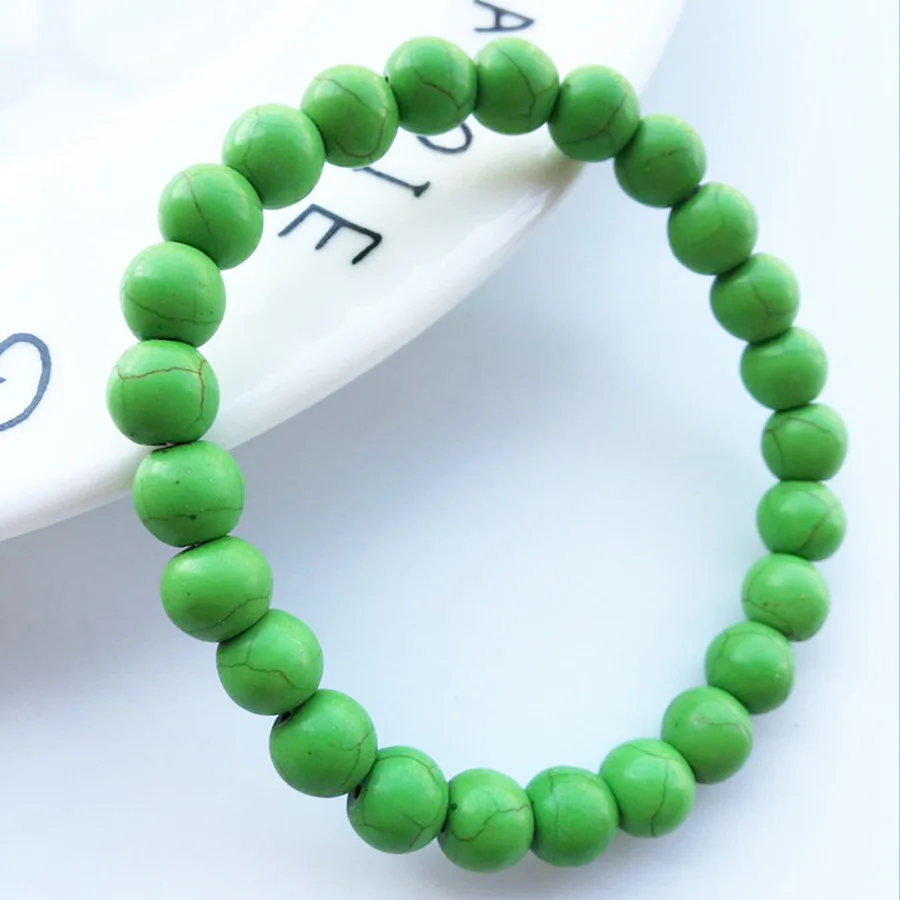 Green Turquoise Чакра браслет из бисера для мужчин 8 мм натуральный камень Лава Рок тигровый глаз черный ониксовый матовый бусины из лечебных камней стрейч Шарм Йога женщин ювелирные изделия - Окраска металла: Green Turquoise