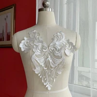 vintage off white sequins lace applique heart embroidered mesh lace bodice patch 1 piece 3129cm
