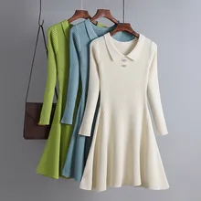 Hlbcbg vestido básico feminino de malha espessa, mini vestido de malha fina, elegante e chique para outono e inverno (4)