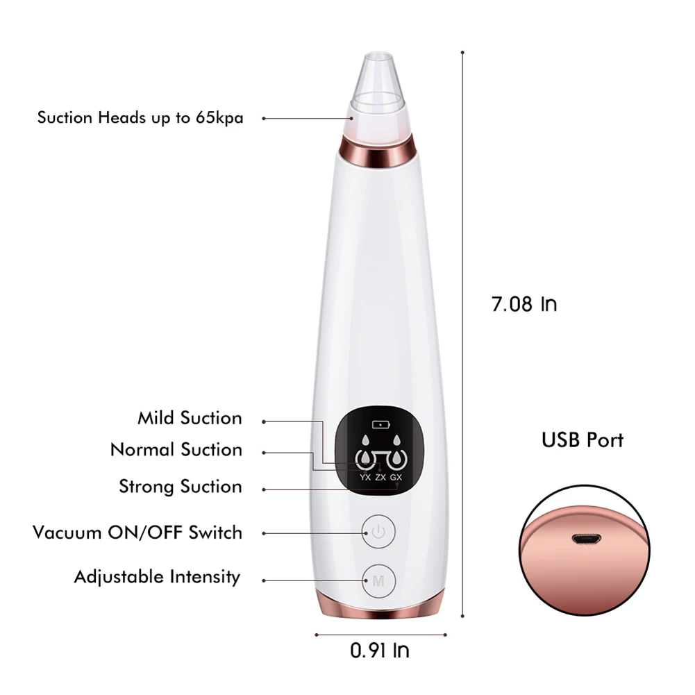 

Home USB Rechargeable Blackhead Remover Face Pore Vacuum Skin Care Acne Pore Cleaner Pimple Removal Vacuum Suction Facial Tools