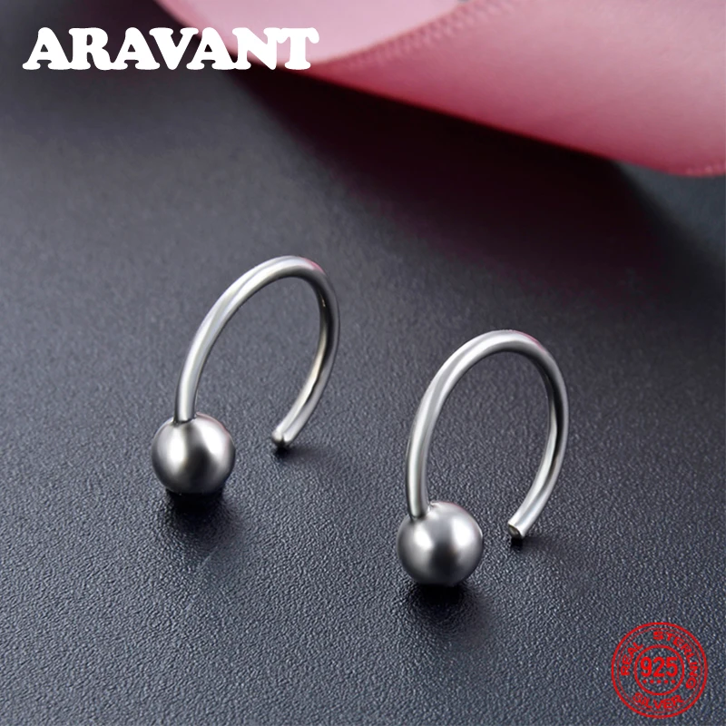 Silver 925 Jewelry Tiny Bead Hoop Earrings For Women Fashion Accessories | Украшения и аксессуары