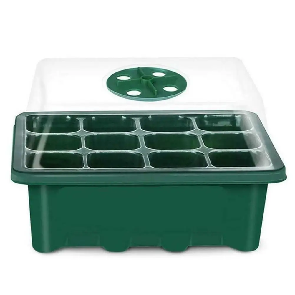 

12 Hole Seedling Tray Flower Seeds Nursery Box Greenhouse Grow Trays Humidity Adjustable Plant Starter Kit With Dome And Base