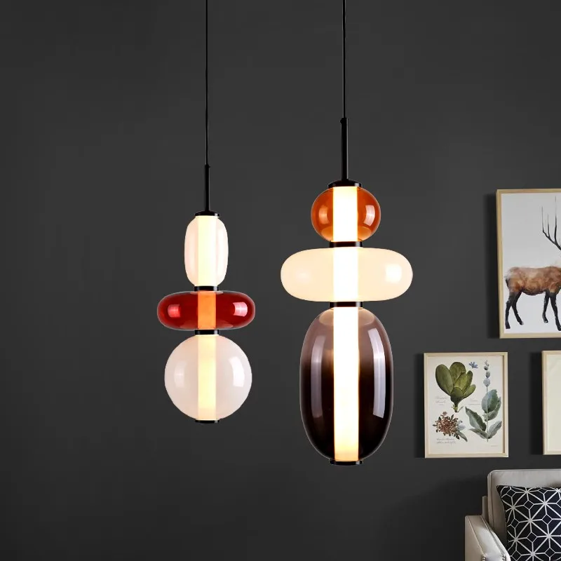 Lámpara colgante de cristal para sala de estar, luz colgante de burbujas de diseñador para restaurante y cafetería