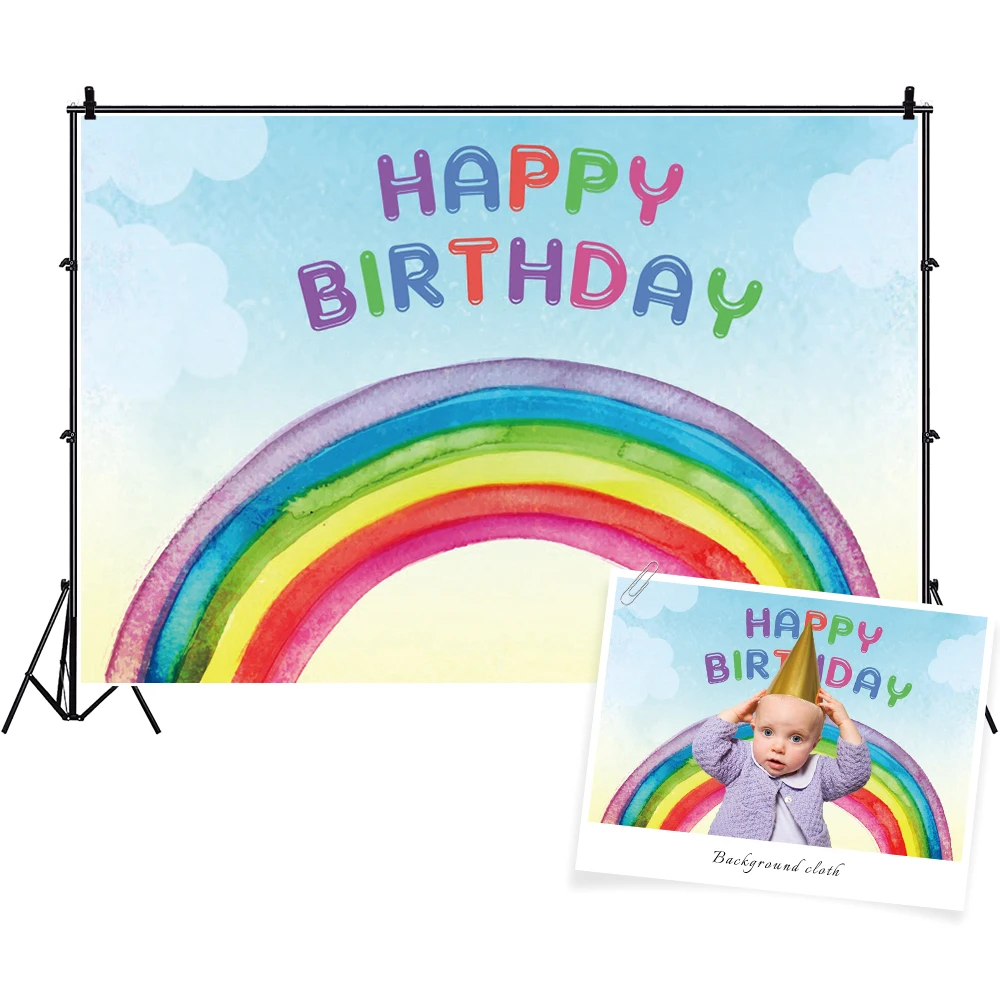 

Радужные фоны для фотосъемки, узор для детского рисования, вечеринка в честь Дня рождения, индивидуальный баннер, Фотофон для фотостудии