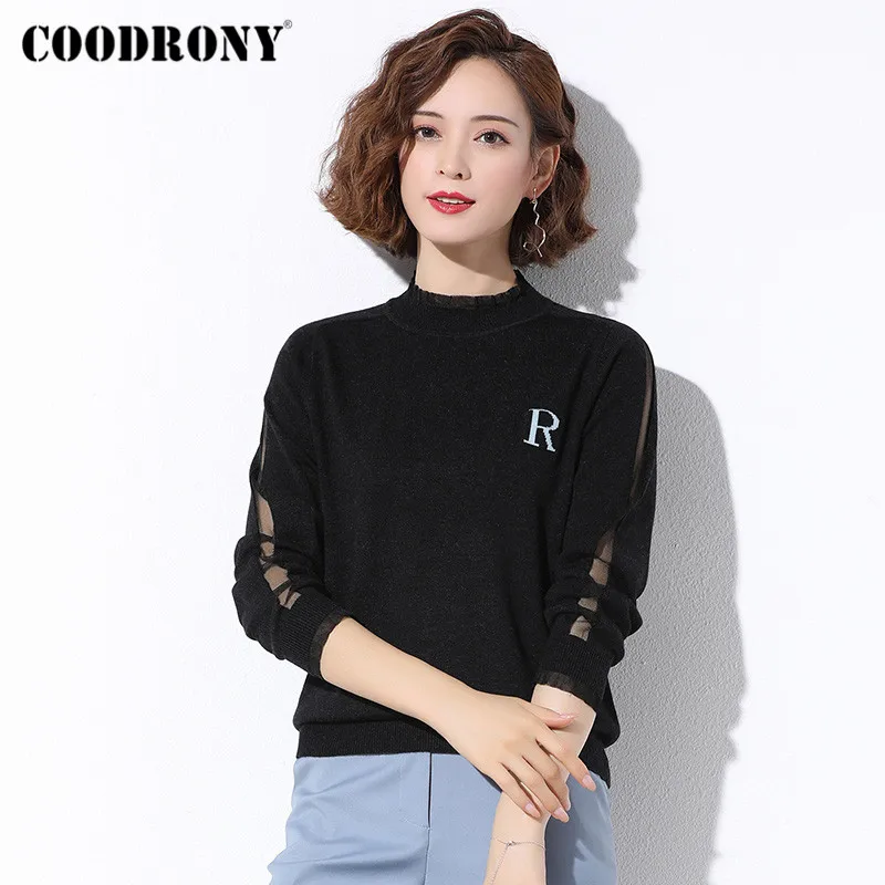 

COODRONY Brand Streetwear Fashion Ruffled Collar Autumn Winter Women‘s Clothing Knitted Soft Pullover Slim Sweaters Female W1068
