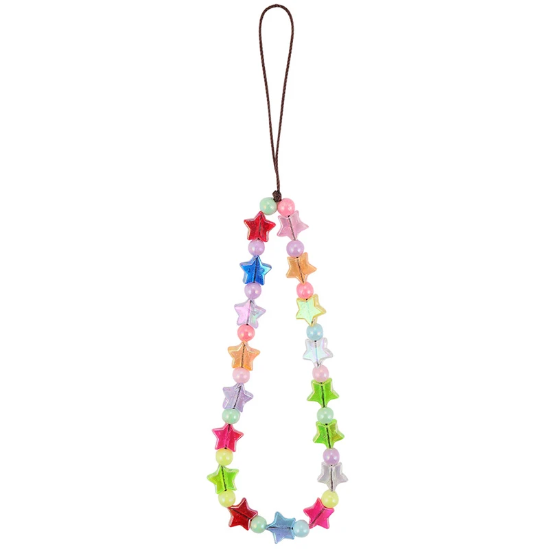 

New Resin Hollow Love Mobile Phone Chain Rainbow Five-pointed Star AMORE Men's and Women's Spring and Summer Mobile Phone Strap