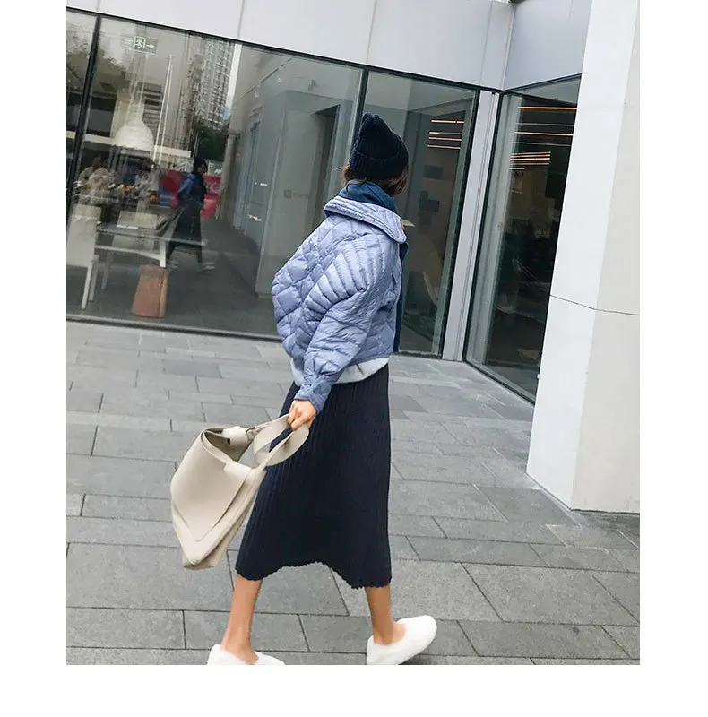 Осенне-зимние эластичные юбки с высокой талией для женщин s Faldas Mujer Moda Jupe вязаные плиссированные юбки женские тонкие юбки на пуговицах