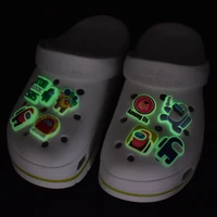 1pcs luminous croc charms accessories fashion soft pvc shoe buckle fluorescent shoes accesories kids cartoon charms design