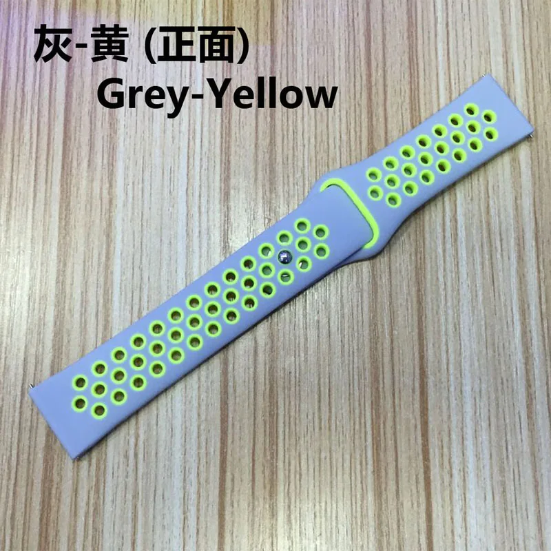 gray yellow 22 мм 20 мм спортивный ремешок для samsung galaxy Watch 46 мм 42 мм gear S3 Frontier классический ремешок huami amazfit bip huawei GT 2 - Цвет ремешка: gray yellow