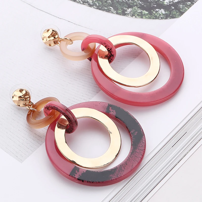 

2022 2023 Trend Round Hoop Circles Linked Chain Earrings