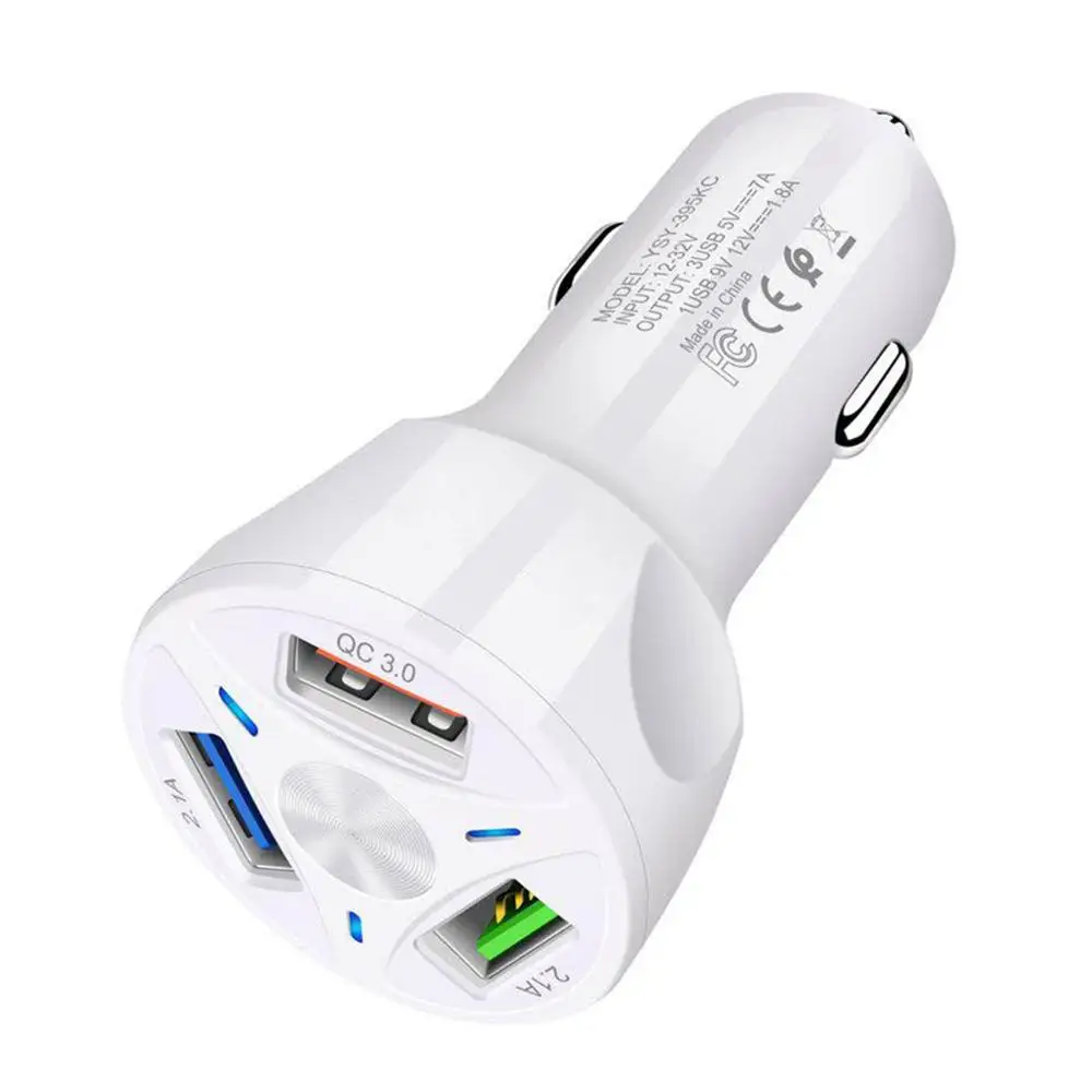 

USB Car Charger Quick Charge 3.0 4.0 Universal 3A 18W 3 Port For Samsung iphone 12 In Car Fast Charging Mobile Phone Car-charge