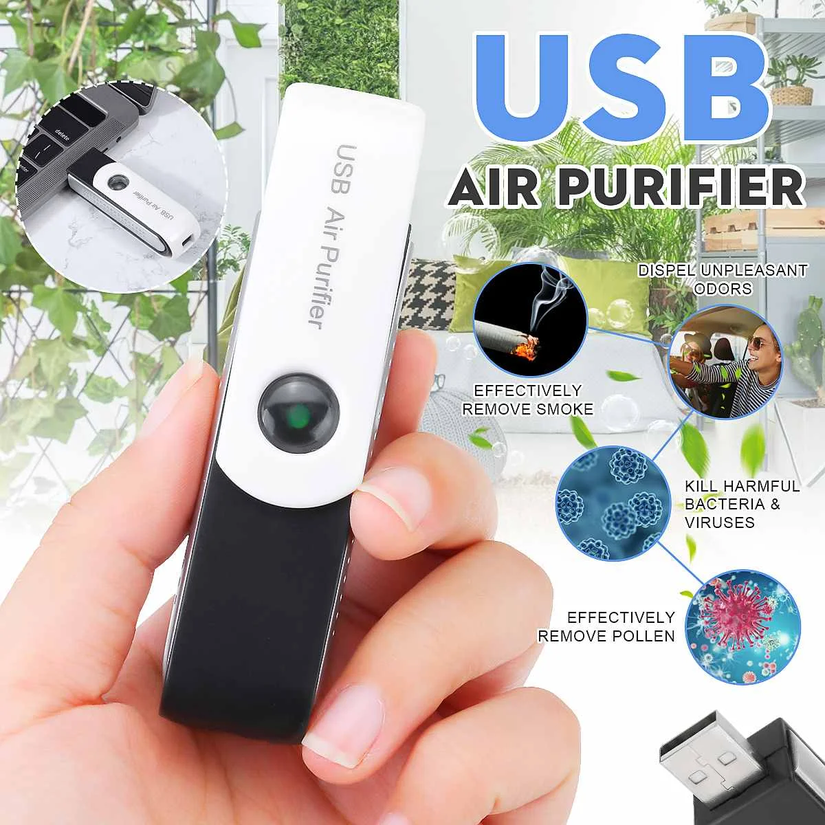 8 функций DC5V USB очиститель воздуха активное удаление кислорода формальдегид дыма
