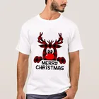 Футболка мужская с принтом рождественского оленя, Модная белая Повседневная рубашка с коротким рукавом, уличная одежда для рождественской вечеринки