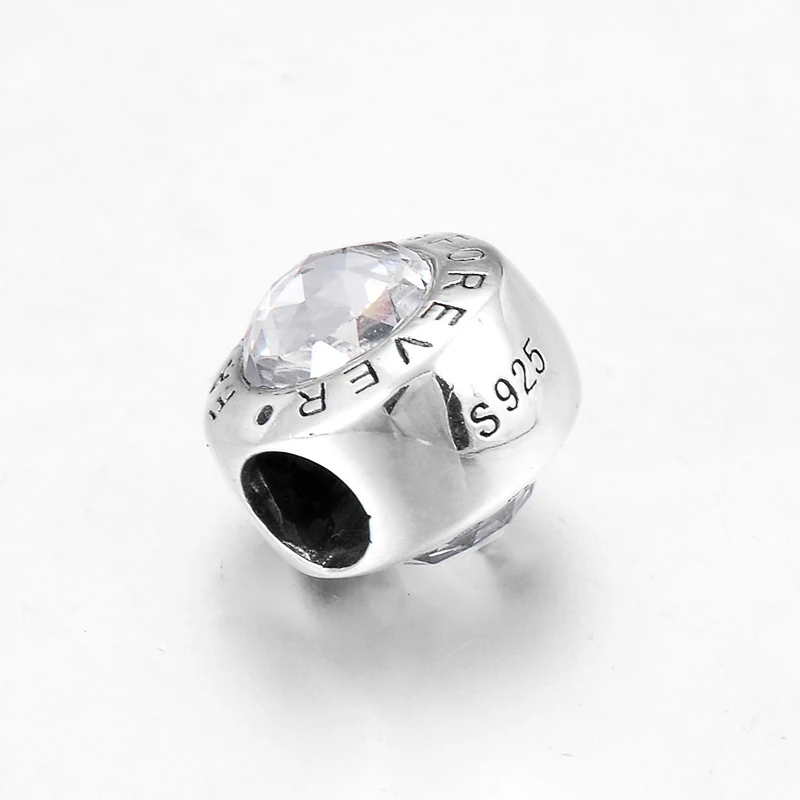 925 Sterling Silver represent love round shape Clear CZ fine beads Fit Original European Charms Bracelets making | Украшения и
