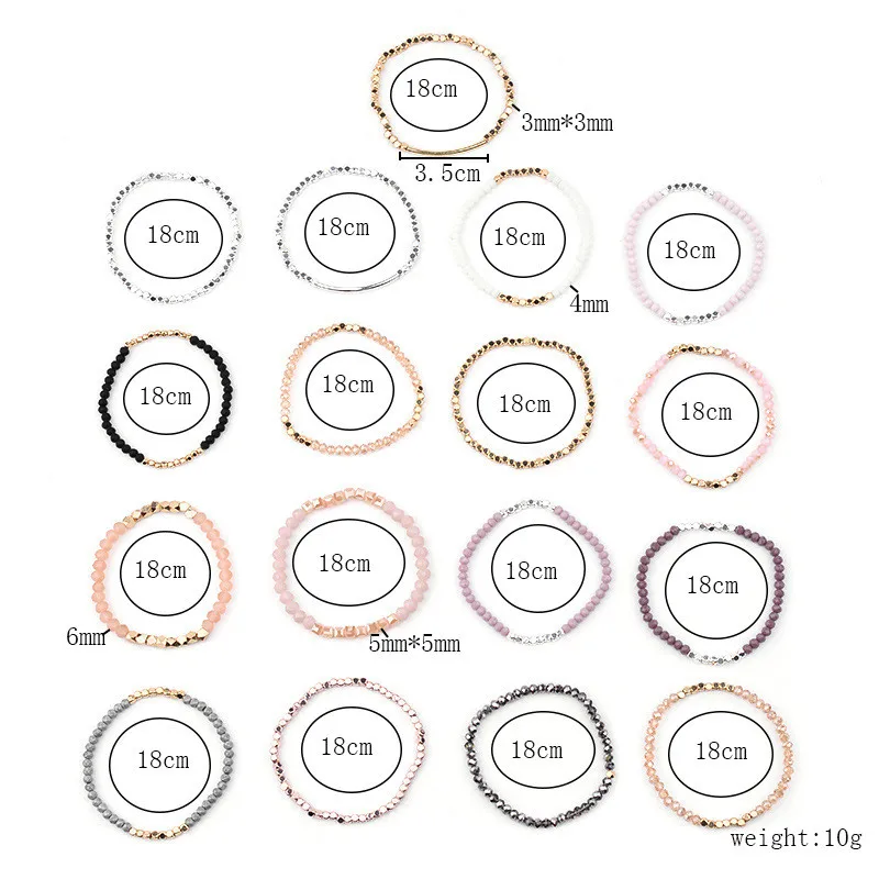 Браслет из натурального кристалла DoreenBeads, изящный бисерный браслет с эластичной основой для лучших украшений для пары, 18 см (7 1/8 дюйма), 1 штука.