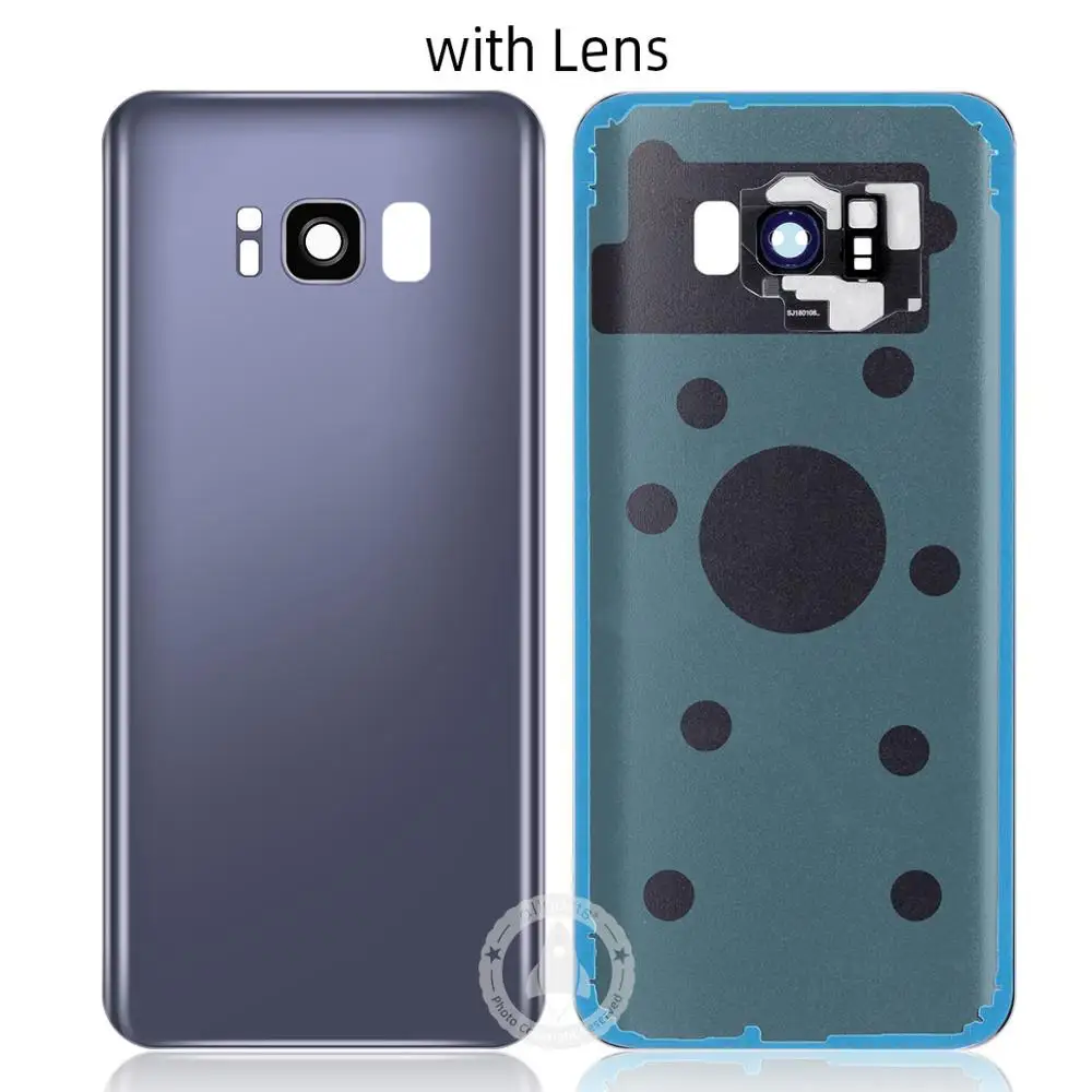 Samsung стеклянный Телефон задняя крышка батареи для samsung S8 Plus корпус S8+ G955 Корпус задняя крышка чехол - Цвет: Blue with Lens