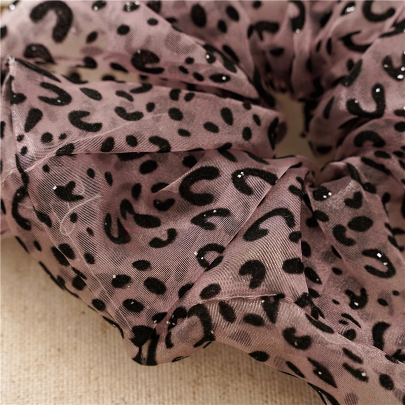 Oversized Leopard Organza Scrunchie Girls Elastic Thin Hair Ties Rope Accessories Print Ponytail Holder Ring Headwear |