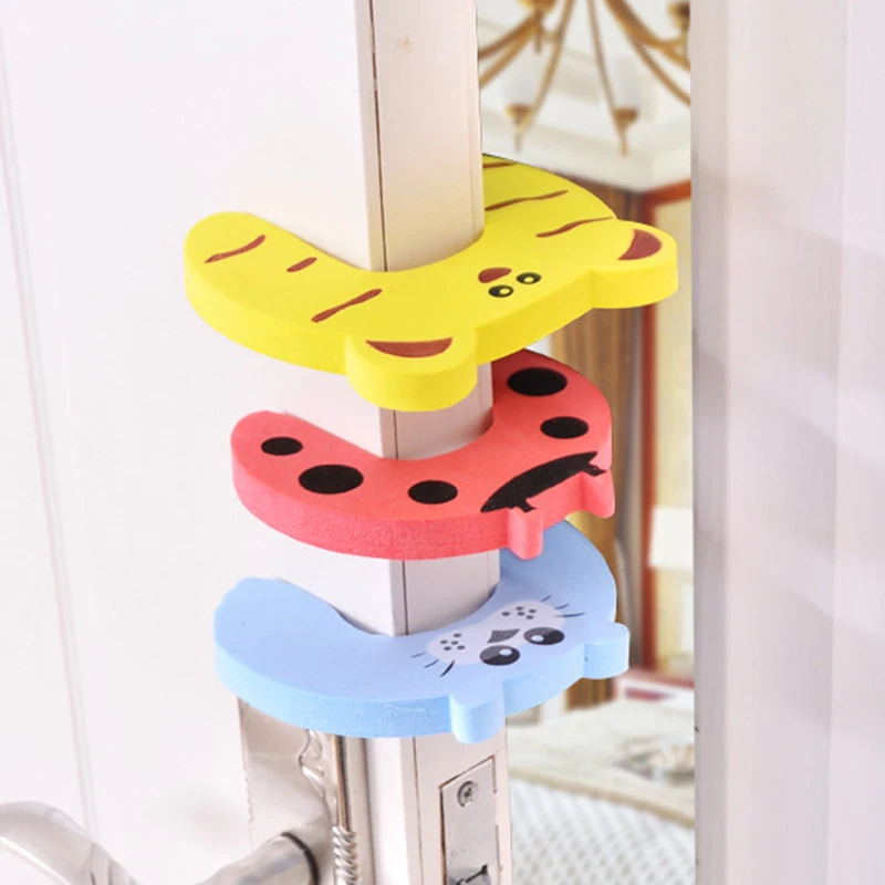 5Pcs/Set Cartoon Animal Foam Door Stopper Baby Finger Protect Door Holder Safety Locks Security Guard Door Knob Wall Protection
