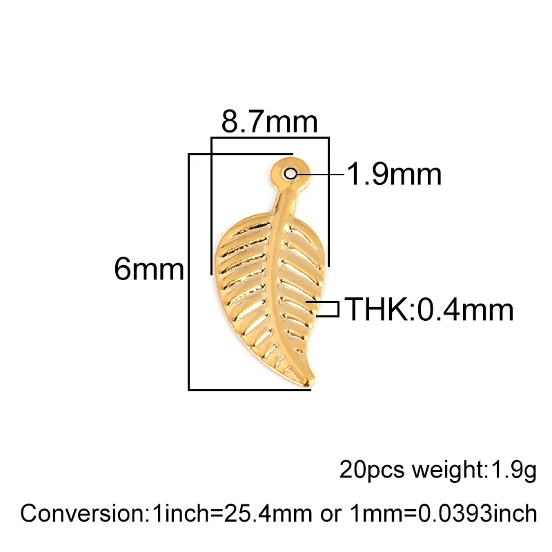 

20pcs stainless pendant Leaf Jewelry Pendant Leaves Shape Pendant Charms For DIY Jewelry Making Earring Accessories HXD