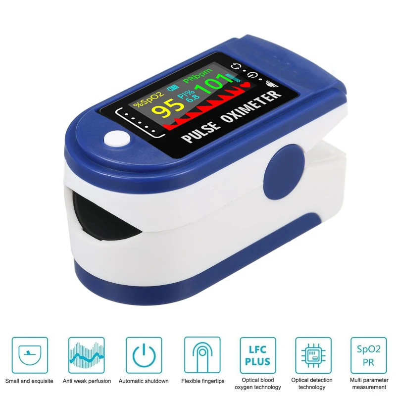 Пульсоксиметр Пальчиковый портативный измеритель пульса и уровня кислорода в