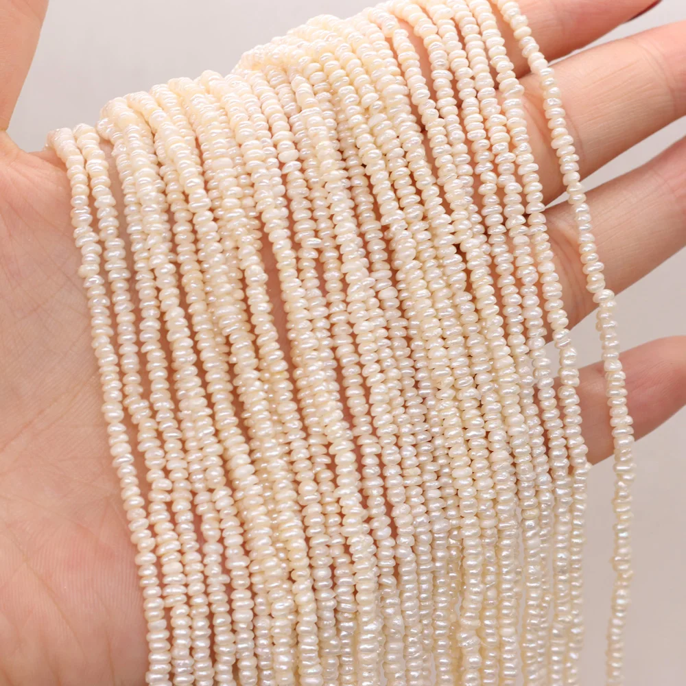 Fine 100% Natural Freshwater Pearl Flat Shape Beads For Jewelry Making DIY Bracelet Necklace Earrings Accessories Size 2-2.5mm