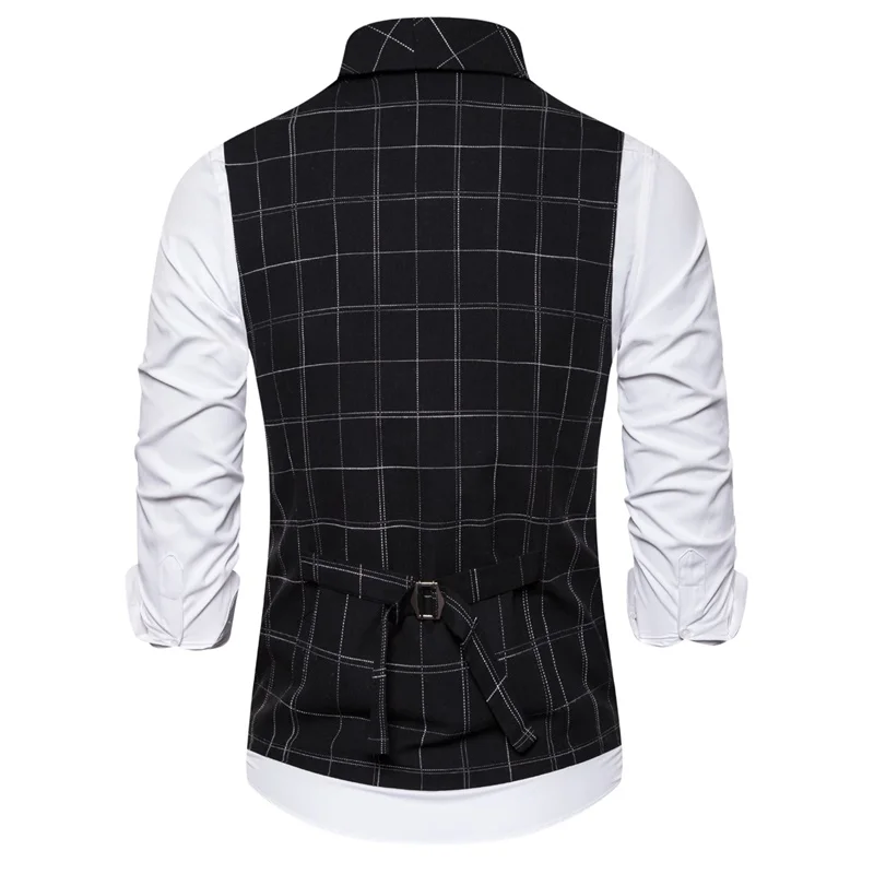 YUNCLOS темно серый вечерние для свадьбы мужской костюм жилет шаль воротник в клетку