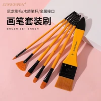 6pcsset high quality nylon hair wood handle artist brush paint brushes set for watercolor acrylic oil painting art supplies
