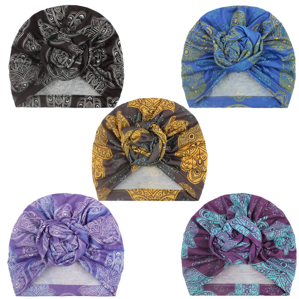 Шапка-тюрбан для новорожденных девочек головной убор в богемном ретро стиле с