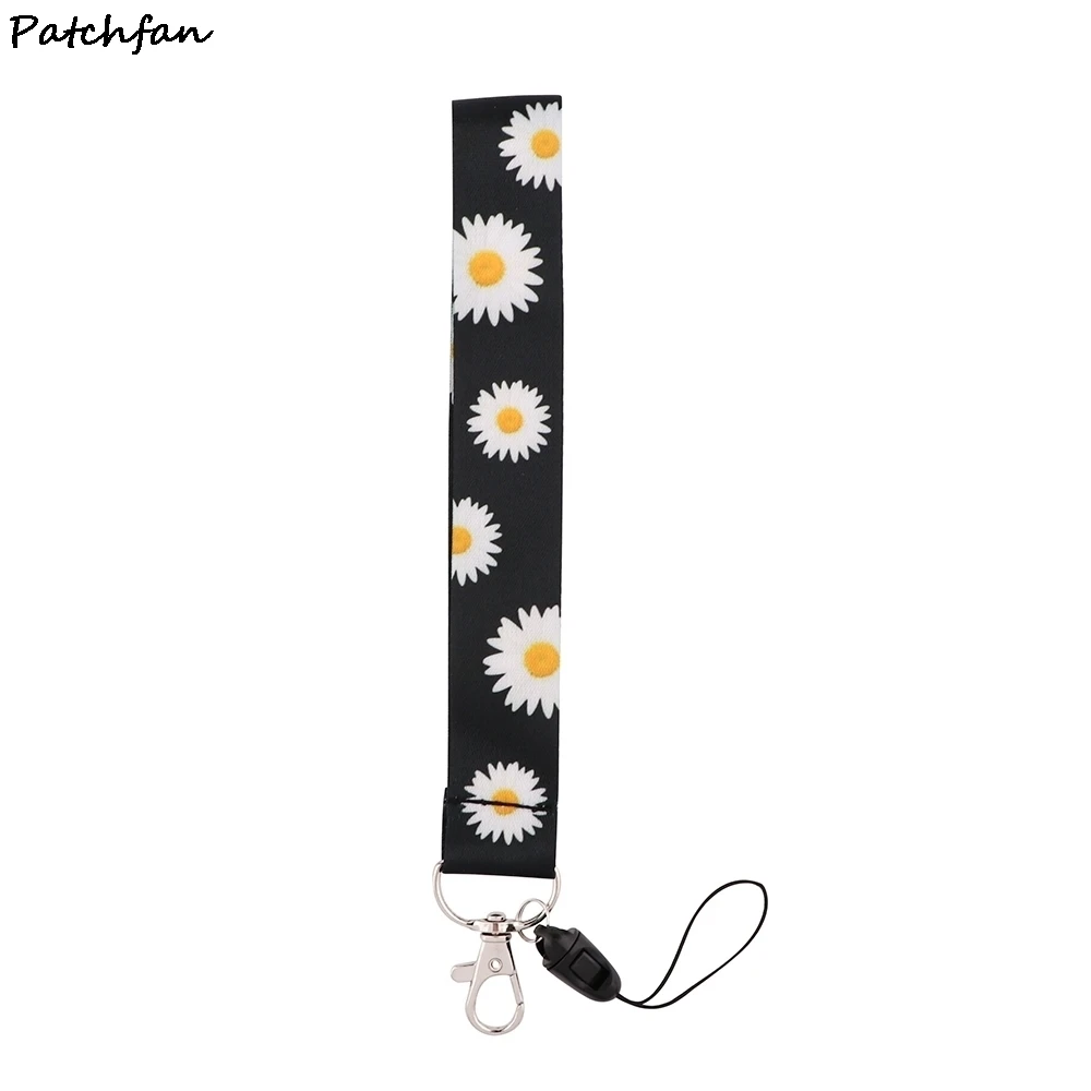 

AD822 Patchfan Daisy Printed Keychain Wristlet For Key Chain Lanyard Hanging Strap Key Rings Charms DIY Jewelry Accessory