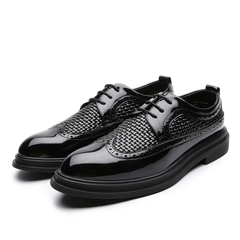 Блестящие мужские туфли-оксфорды из лакированной кожи дизайнерская обувь в