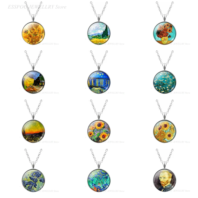 Ван Гог искусство Масляные картины ожерелье бижутерия со стеклянными кабошонами