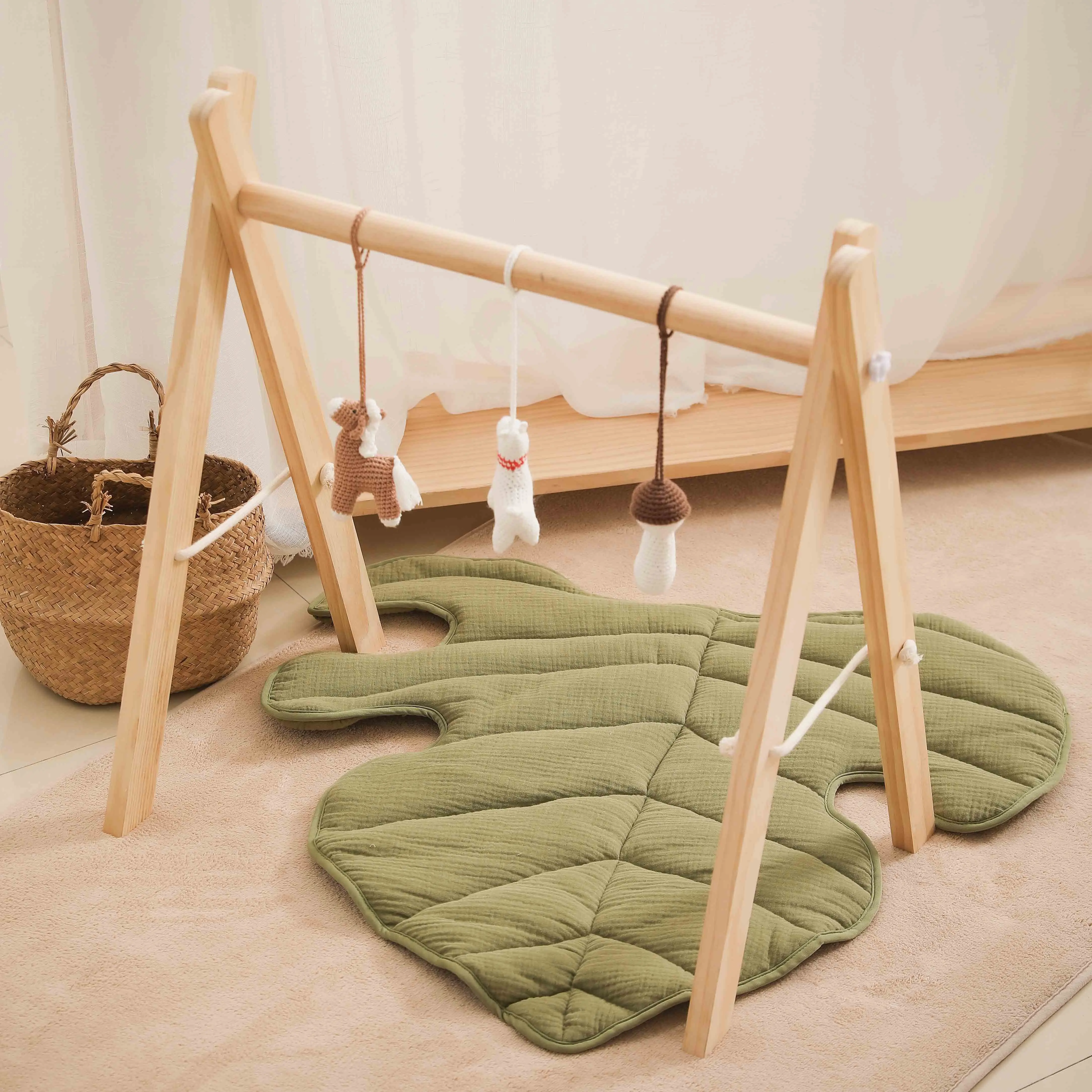 

Nordic Style Baby Cotton Carpet Blanket Leaf Shape Crawling Play Mat Newborn Photography Props Living Room Carpet Decoration