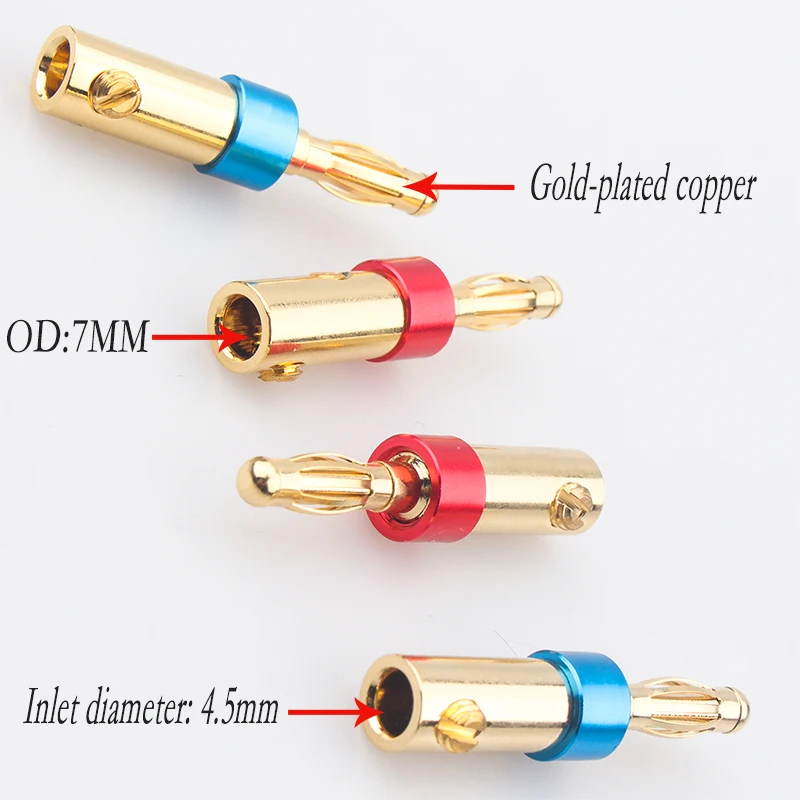 Позолоченный Банановый штекер из чистой меди без пайки фонарики кабель для