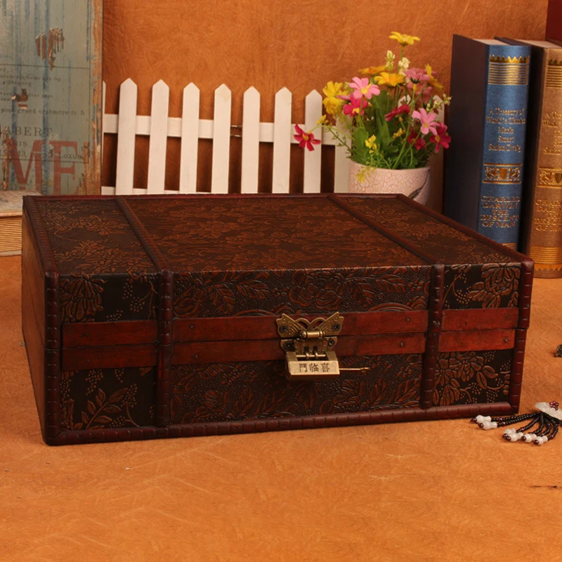 Коробка для хранения книг в европейском стиле ретро Большая деревянная коробка с