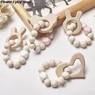 Деревянная погремушка, буковая ручка, кольцо для прорезывания зубов, детские погремушки, детская коляска, Ранняя детская погремушка 6,5 см