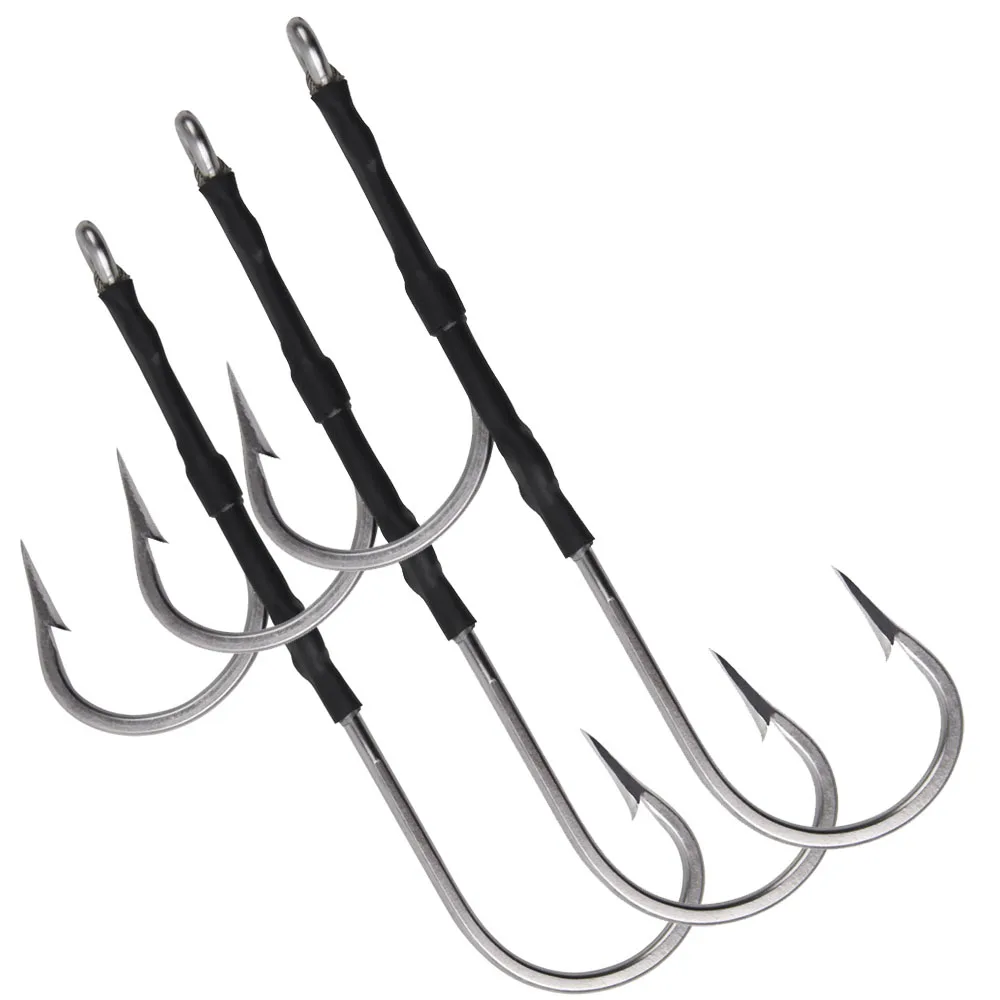 

3Pcs Stainless Steel Assist Tuna Jig Fishing Hooks double sharp strong Big game Fishhooks Saltwater Fishing Tackle size 6/0~13/0