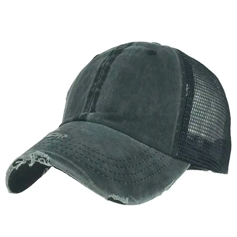 Винтажная потертая бейсболка для мужчин и женщин сетчатая однотонная с