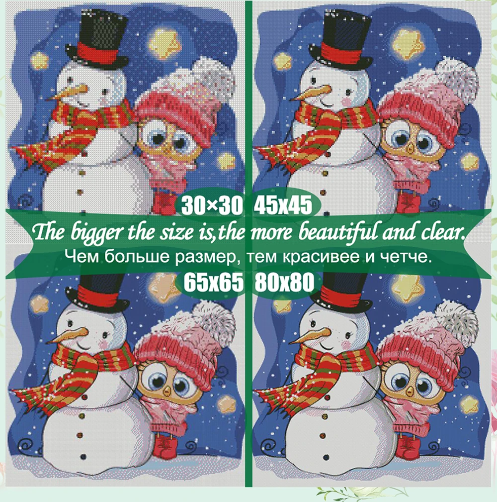 Снеговик Рождество Пингвин квадрат/круглые камни Животное Мультфильм Алмазная