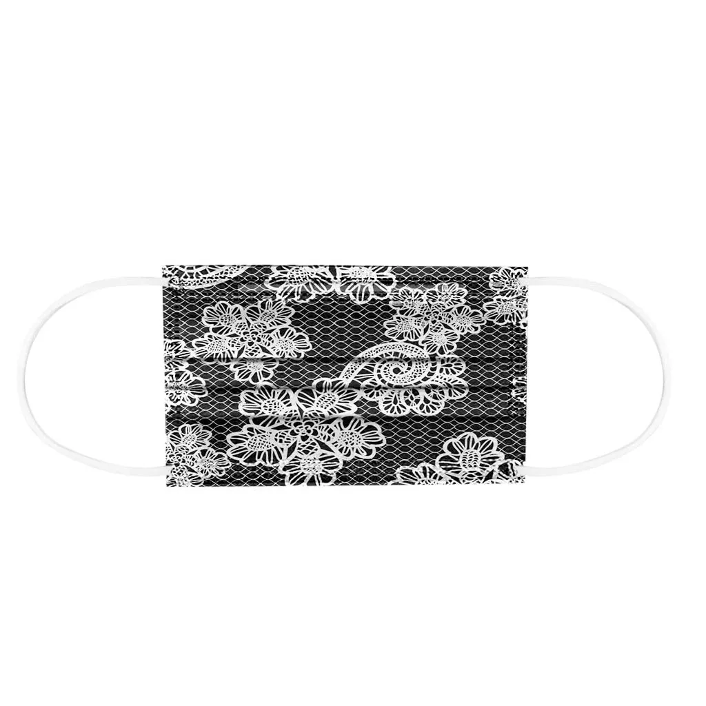 

Adult Lace Printing Three Layer Protective Breathable Disposable Mask 30pcs Reusable Washable mascarialla Fashion Fast Delaivery