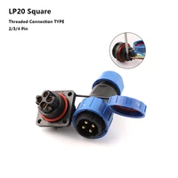 lp20 sp20 ip68 square screw crimp waterproof connector no welding wire cable connector 2 3 4 pin male and female plug socket