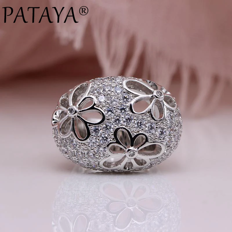 Женские вечерние кольца PATAYA роскошные свадебные из белого золота с натуральным