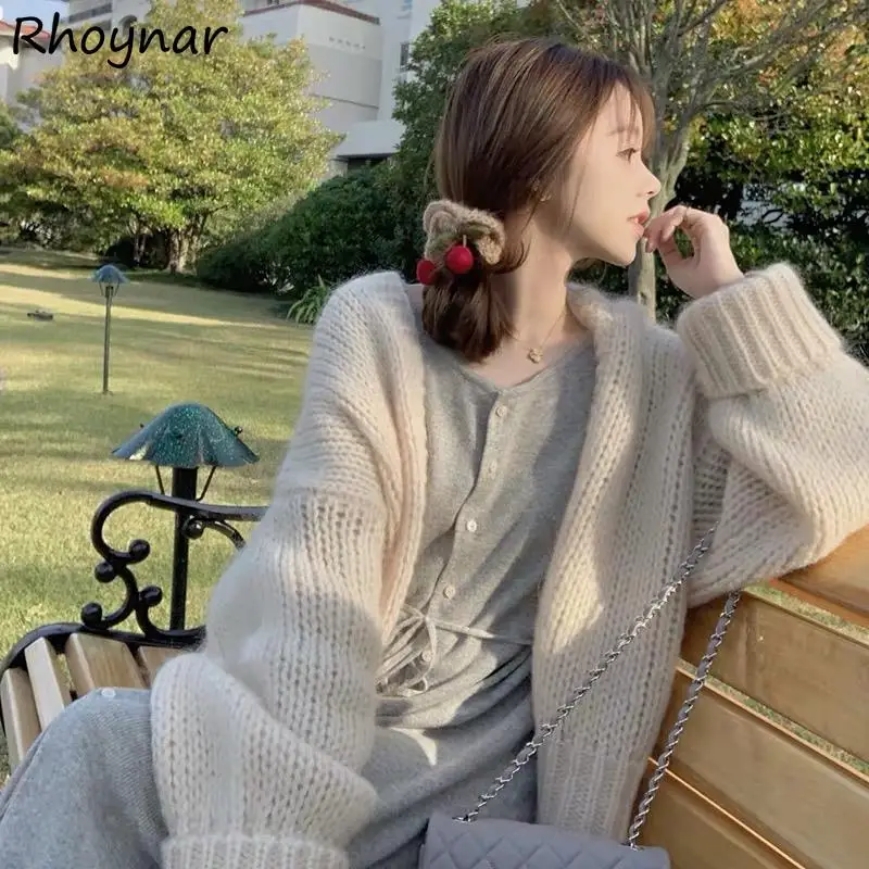 

Cardigan Women New Arrival Autumn Tender Sweet Outerwear Cropped Casual BF Solid Korean Stylish Loose Soft Hollow Out All-match