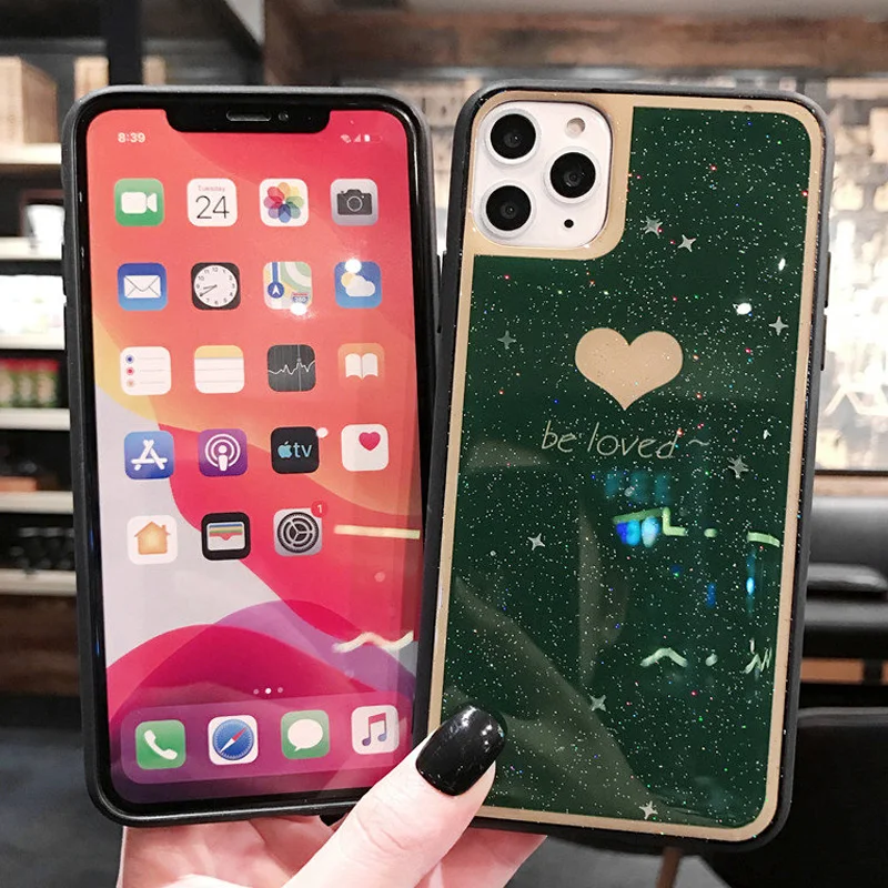 IPWSOO чехол с сердечком для iPhone 11 Pro Max X XR XS блестящий телефона блестящими звездами 6