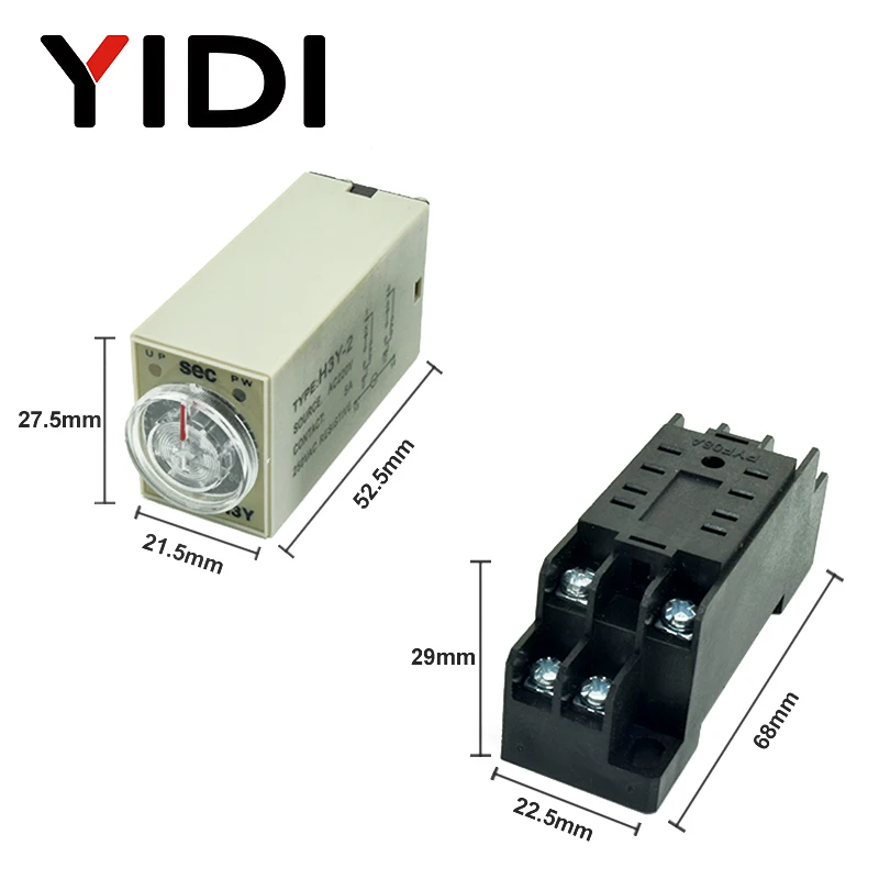 H3Y-2 реле таймера DC12V AC 220 V 0-30 Sec minute 0-60 s min таймер задержки 220VAC времени с базовым