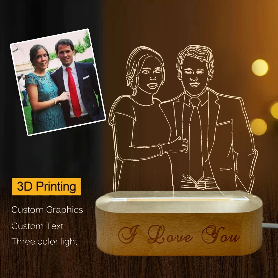 Personalized Customized Photo 3D Night Lights Bedroom Christmas Wedding Gift Lights Room Decoration DIY Table Lamp Dropshipping