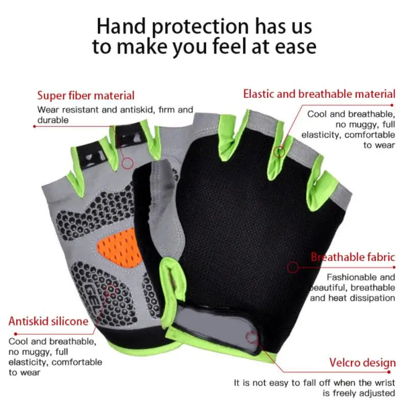 

Cycling Fitness Half Gloves Men And Women Outdoor Sports Sunscreen Non-slip Breathable Thin Fingerless Semi-short Finger Gloves