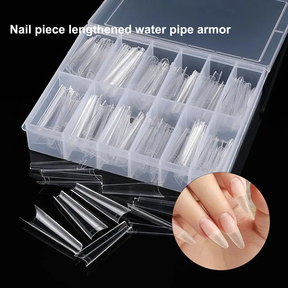 

50% Hot Sale 100Pcs/200Pcs Nail Form Mold Easy to Carry Reusable ABS False Nail Water Pipe Tips for Manicure