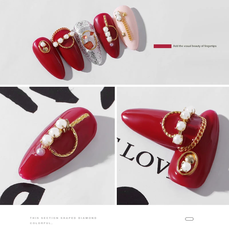 Женские жемчужные украшения для ногтей цепочка маникюра металлические Декор