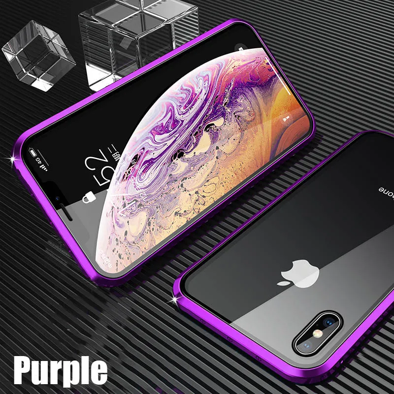 360 магнитная сила для iPhone 7 6s Plus чехол из закаленного стекла для iPhone 7 8 Plus X чехол для iPhone XS чехол для MAX XR - Цвет: 02